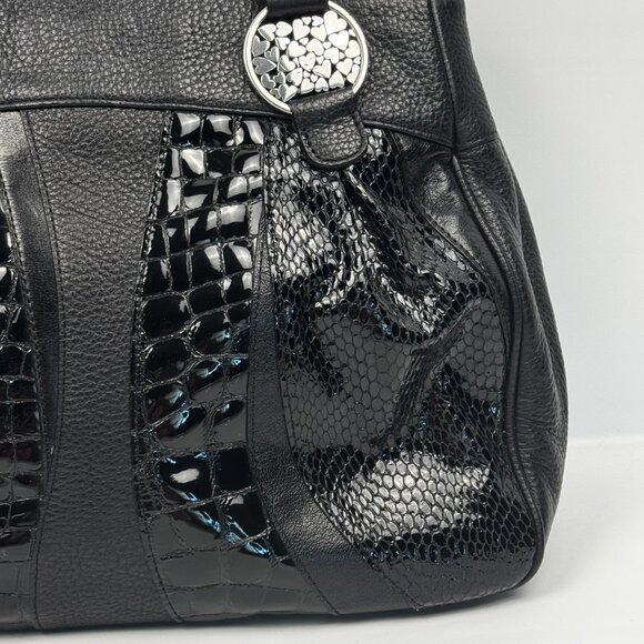 Brighton Black Pebble Leather Gator Embossed Purse Shoulder - Picture 5 of 16